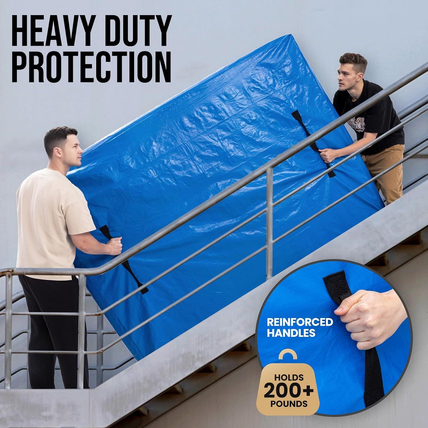 Queen Mattress Bags for Moving and Storage, Heavy-Duty Moving Supplies, Durable Wear-Resistant Mattress Cover, Reinforced Handles, Strong Zipper โ image 2