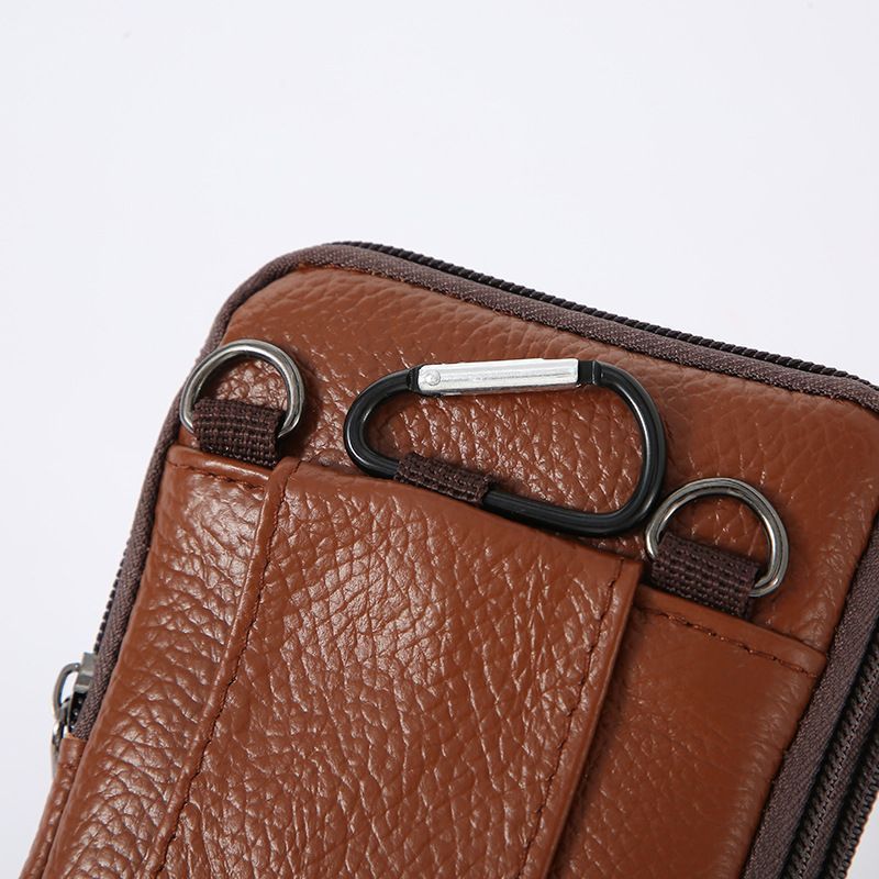 Business Leather Crossbody Waist Bag For Mobile Phone, Coffee, Slim Minimalist Daily Carry Present — image 3