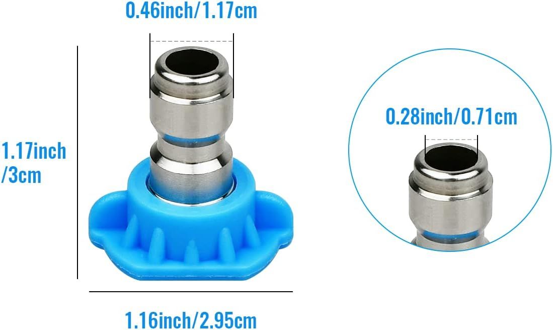 7 Pieces Pressure Washer Spray Nozzle Tips, 6.4 mm Quick Connect Colour Coded Nozzles for Power Washers up to 4000 PSI — image 3