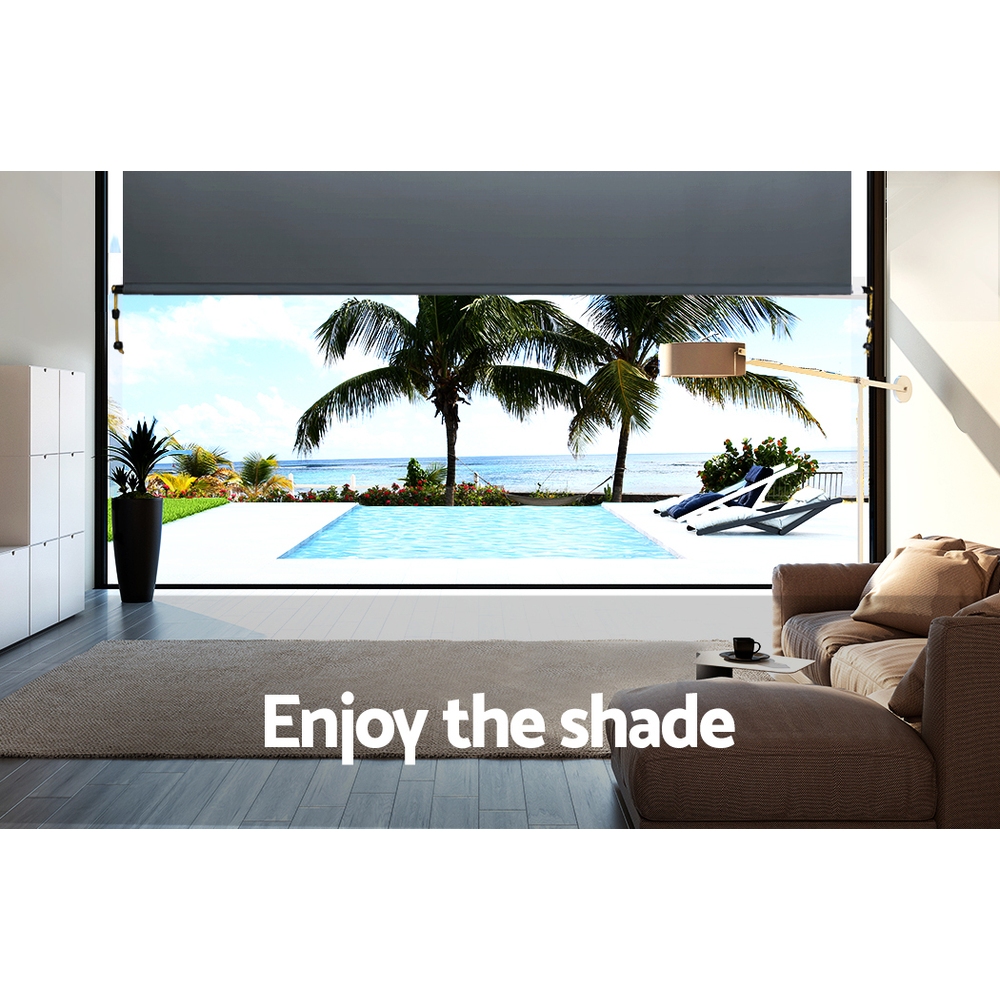 Instahut 2.7X2.5M Outdoor Blinds Awning Roll Down Canopy Retractable Outdoor Blinds Window Shade Grey — image 5