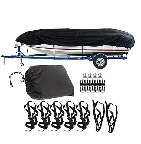 Square Boat Cover, 21-24FT (750cm x 360cm), Trailerable, Marine Grade 210D grey — image 2