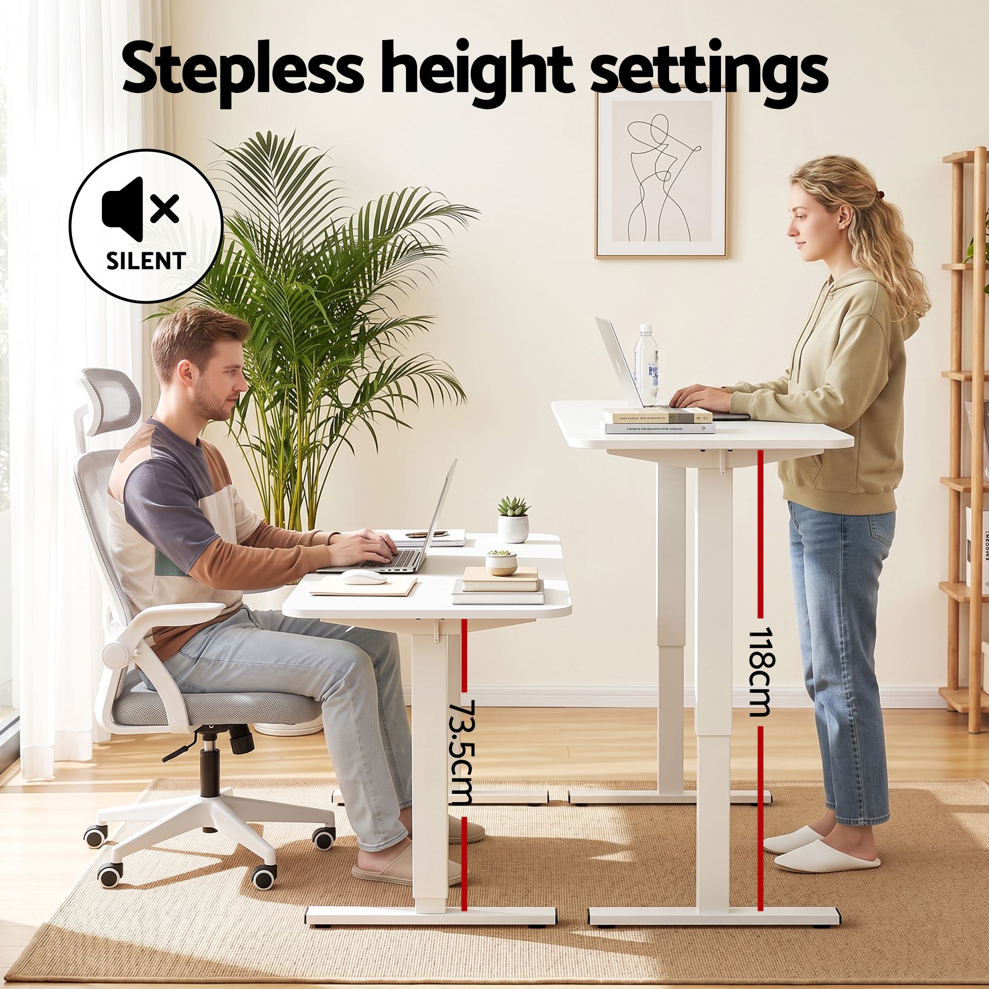 Artiss Standing Desk Office Chair Sit Stand Ergonomic Combo 140cm White โ image 5