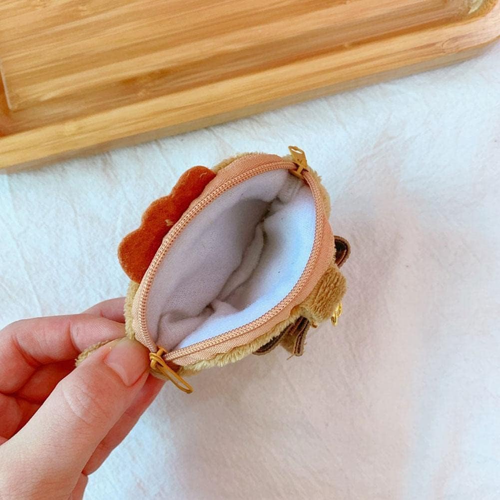1Pc Brown Cute Plush Coin Purse Keychain, Mini Wrist Purse Bag, Japanese Creative Adjustable Soft Taiyaki Coin Pendant With Zipper Plush Pouch for Girl Women's โ image 6