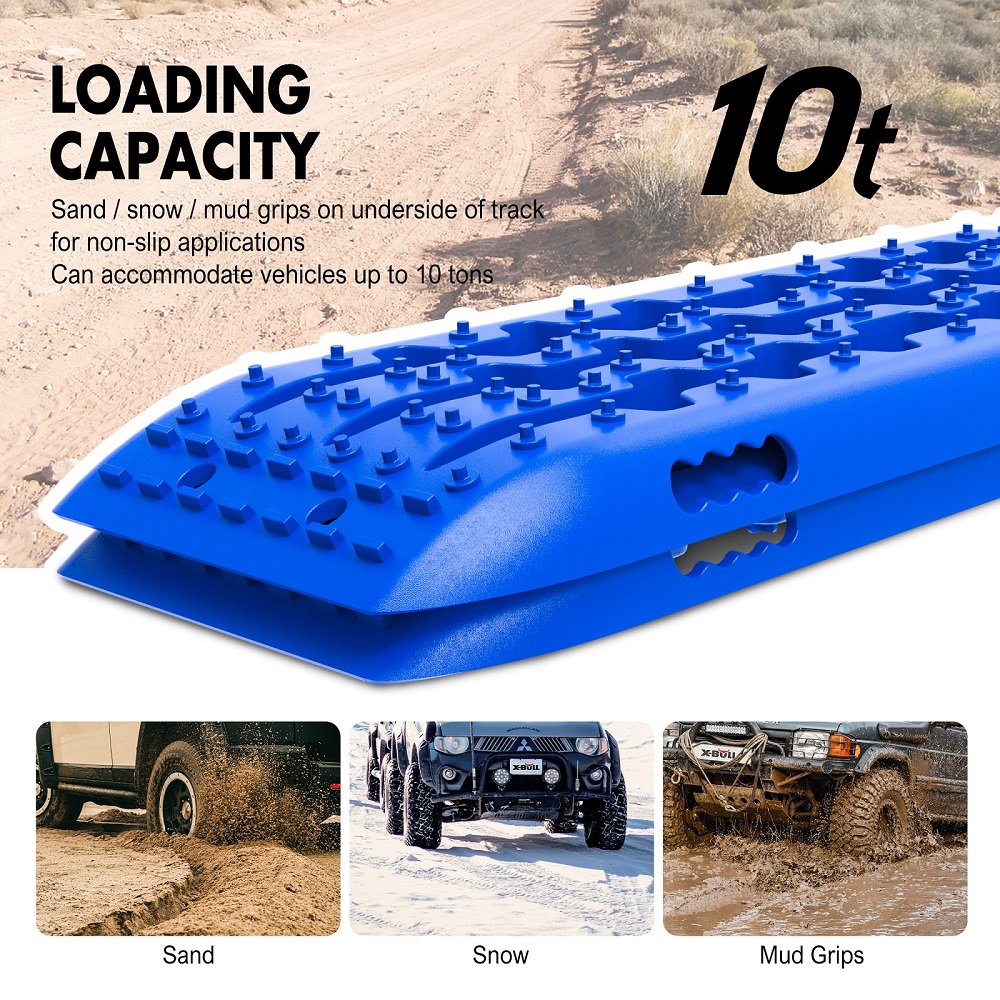 X-BULL 4X4 Recovery tracks 10T 2 Pairs/ Sand tracks/ Mud tracks/ Mounting Bolts Pins Gen 2.0 -Blue โ image 2