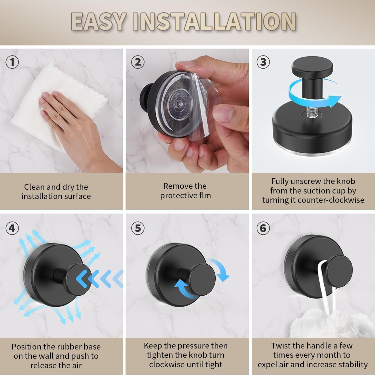 2026 Upgraded Drill-Free Suction Cup Hooks, Stainless Steel Suction Cup Hooks for Shower, Mirror, Wall, Bathroom, Glass, Hanging Towels - 4 Pack, Bright Silver — image 6