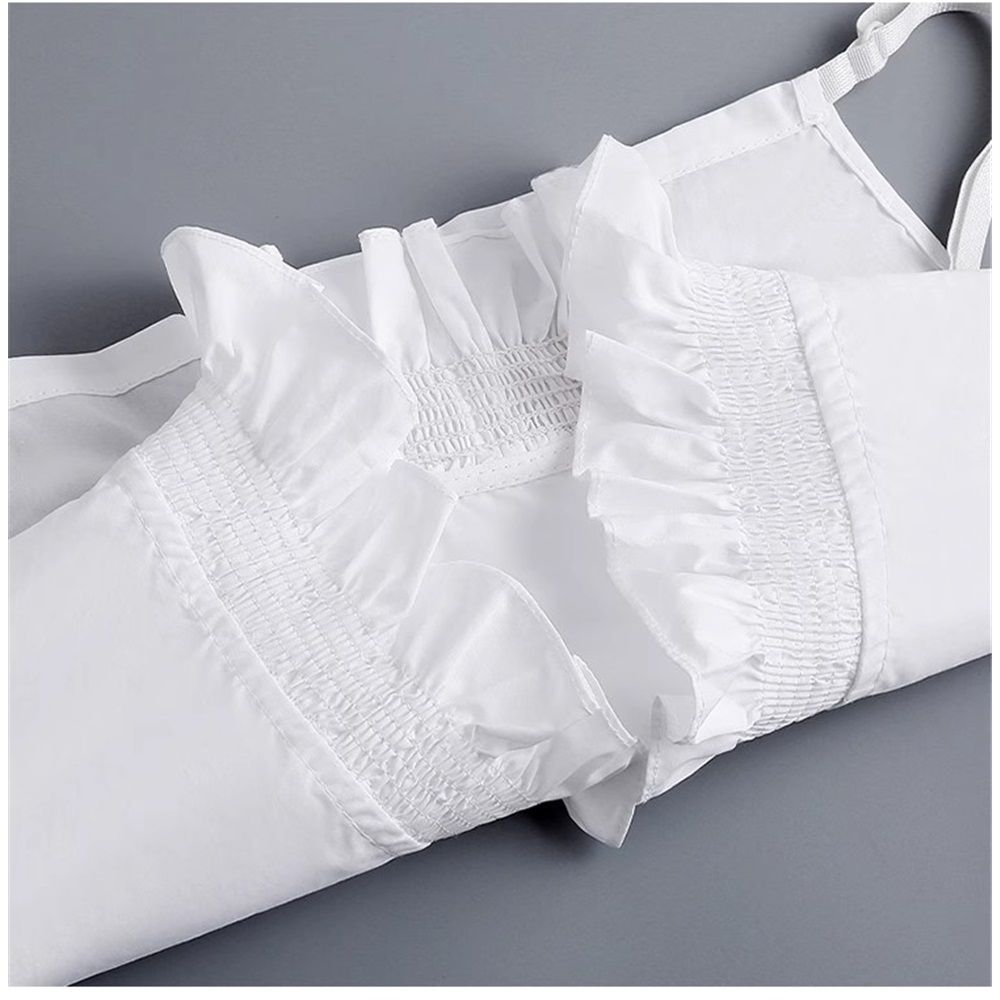 2pcs Half Shirts Layering for Women, Detachable Collar Blouse Half Shirts False Collar Cotton Shirts Elegant Ruffle Collar V Neck (White) — image 4
