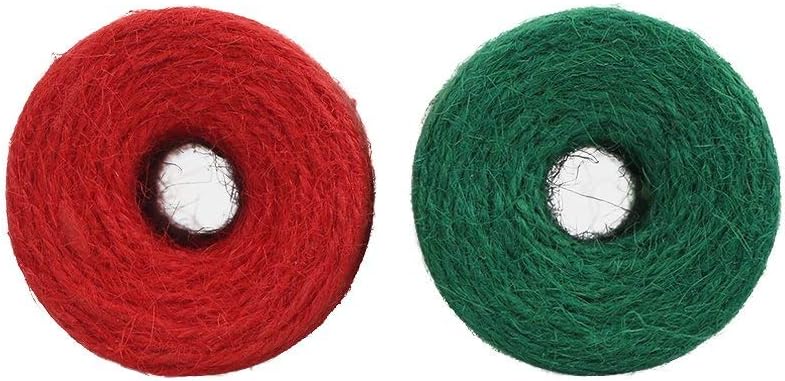 Red Green Jute Twine, 328 Feet x 2 Rolls 2mm Colored Christmas Twine String for Gift Wrapping, Holiday Decorations, Bundling, Gardening, DIY Crafts — image 3
