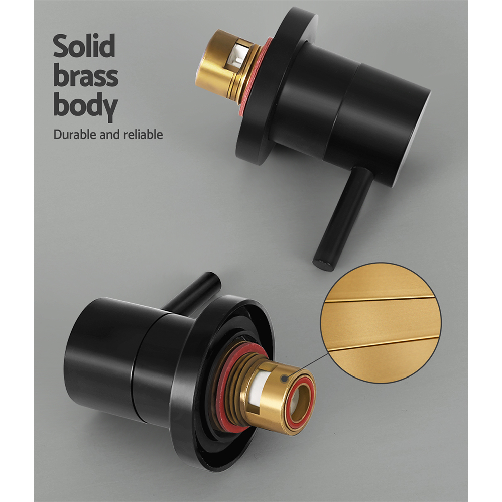 Cefito Basin Twin Tap Wall Round Brass Faucet Shower Bathtub Black โ image 6