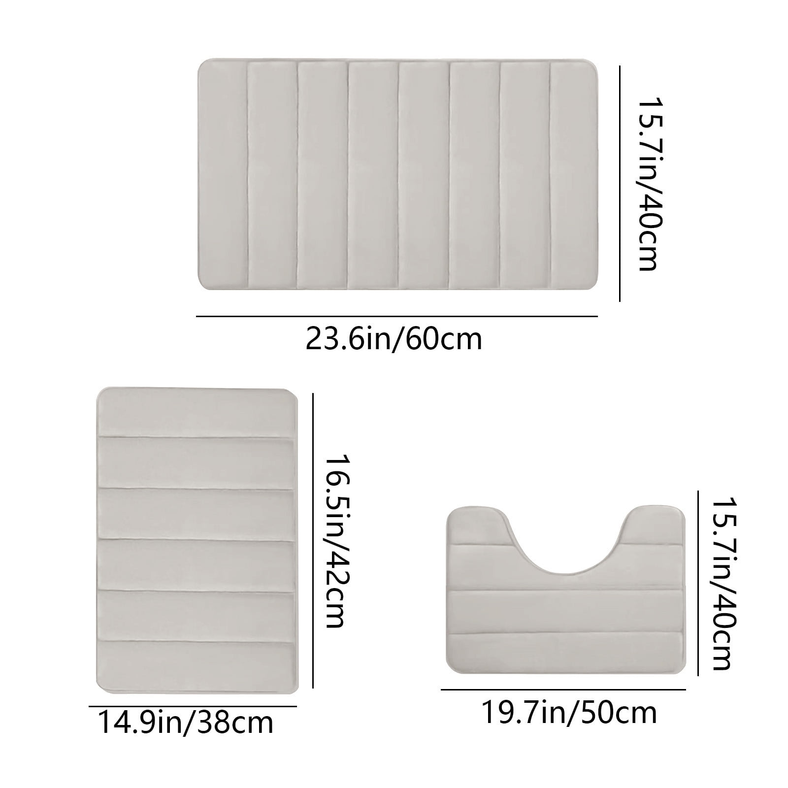Memory Foam Toilet Rug, Non-Slip Bathroom Rugs, Toilet Rugs U Shaped Washable, Commode Contour Rug, Soft Comfortable Super Water Absorption #3_Beige — image 3