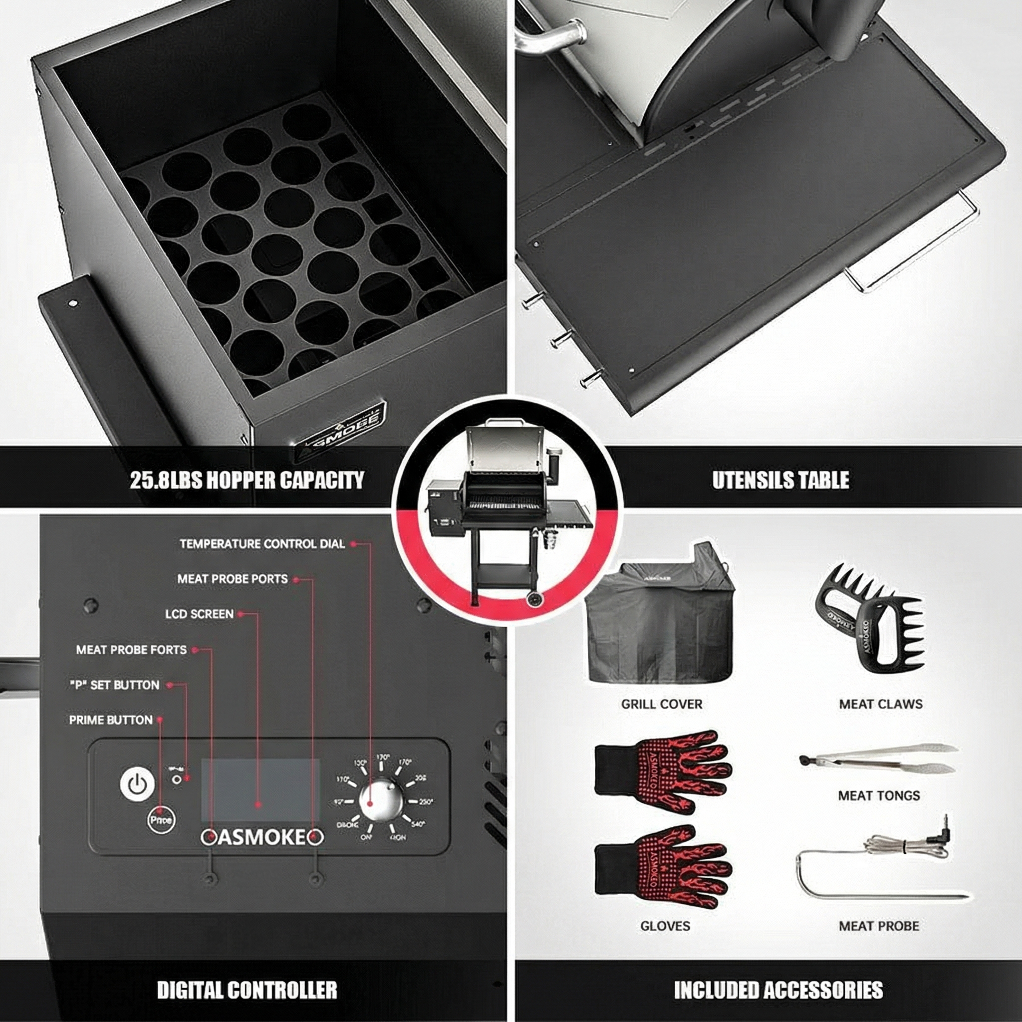 Asmoke AS660N-2 WOOD PELLET GRILL SILVER — image 3