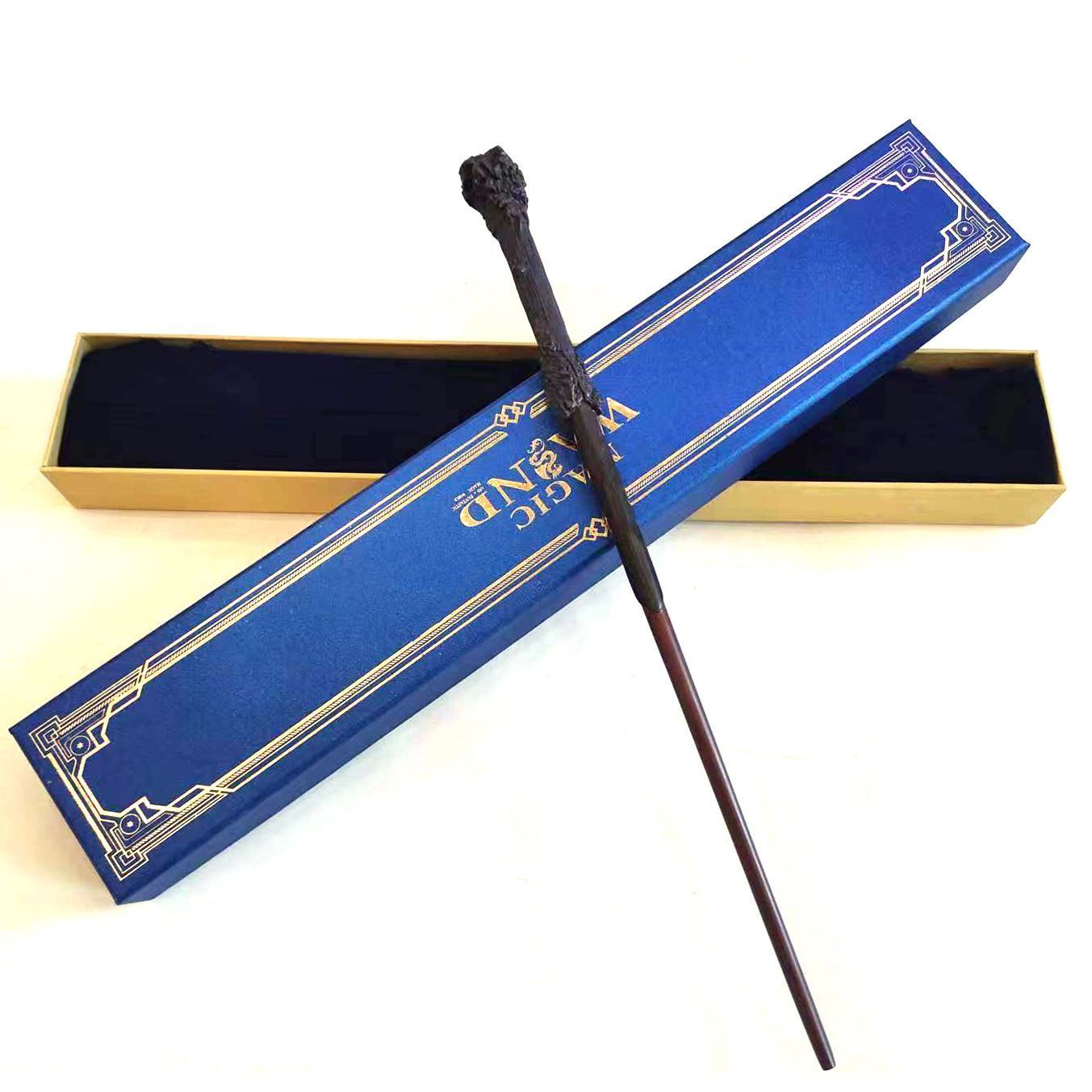 Unique Sculpt Cosplay Wand, Detailed Resin Texture, Style 18, Blue Gold Stamping Ribbon Gift Box — image 2