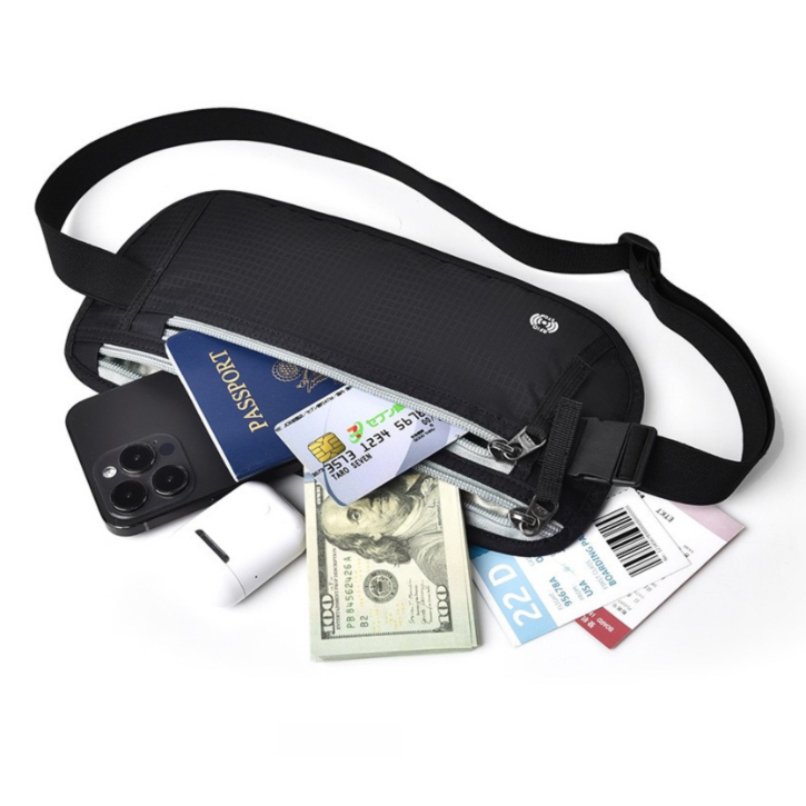 Beige RFID Blocking Slim Anti-Theft Fanny Pack for Outdoor Travel - Hidden Money Belt for Passport, Documents & Cash — image 3