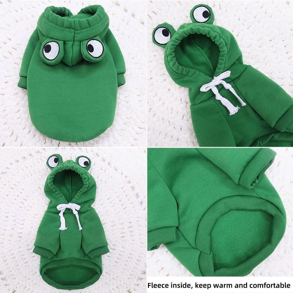 Dog Hoodie Frog-Themed Autumn Winter Pet Clothing Small Medium Dogs Soft - Yellow - Size S β image 6