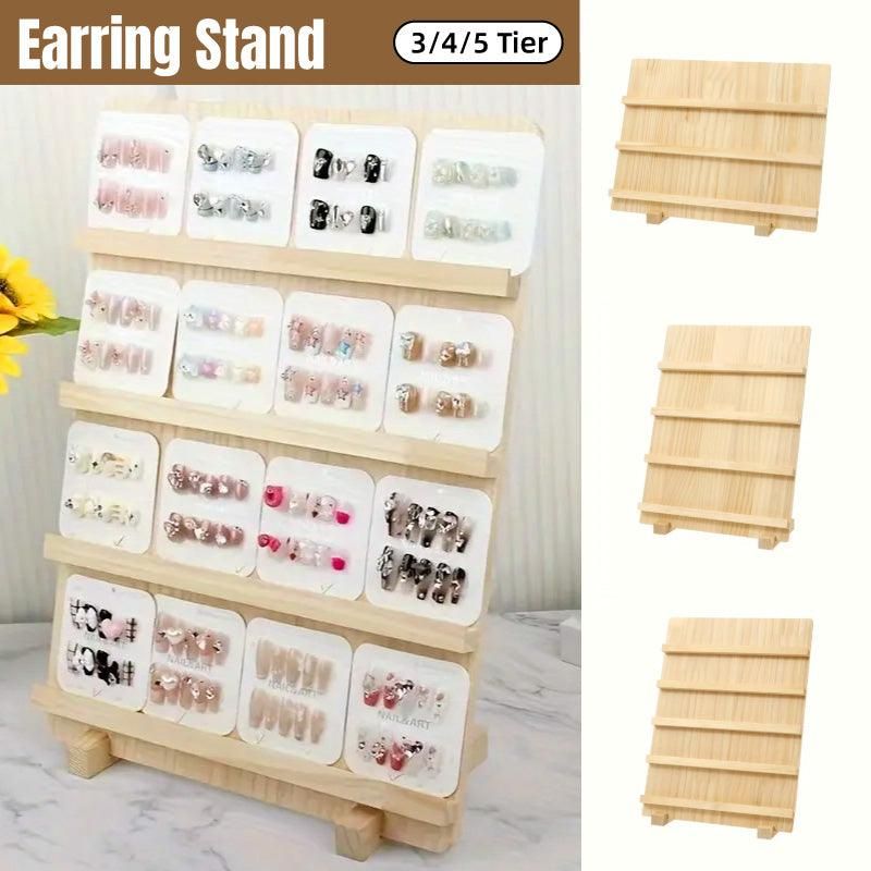 Wooden Earrings Display Rack Multi Tier Jewelry Stand Organizer Earrings Holder - 5-Tier โ image 2