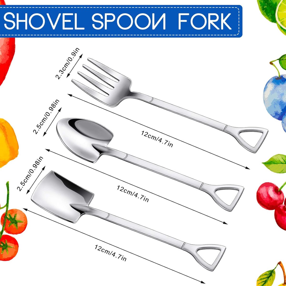 9-Piece Silver Dessert Cutlery Set - Stainless Steel - 3 Spatulas/3 Pointed Spoons/3 Spoons — image 5