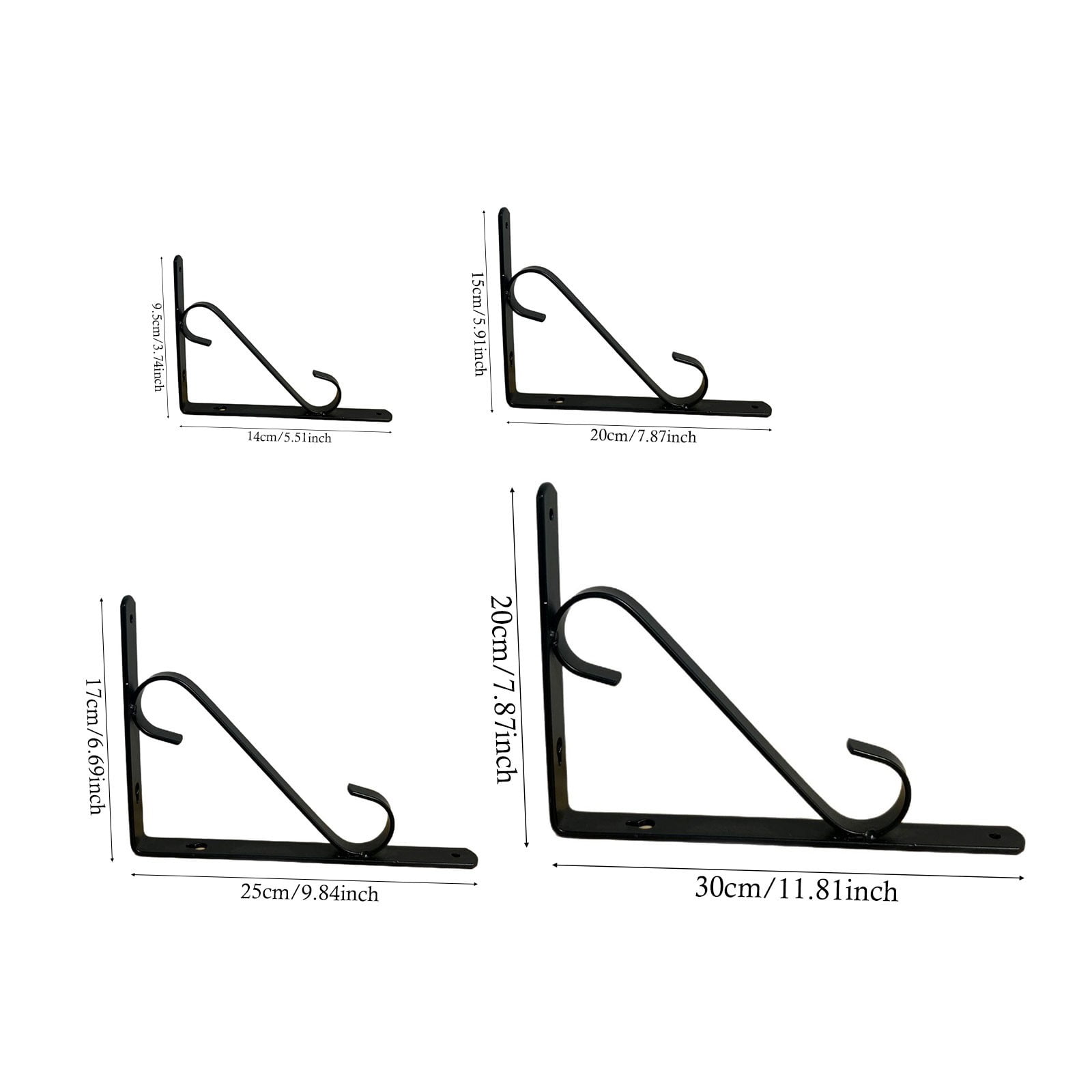 Wall Support Bracket Shelf Brackets 1 Sets Bracket Grid Wall Shelf Floating Shelf Brackets Shelf Support Brackets Folding Brackets- Black S Black — image 3