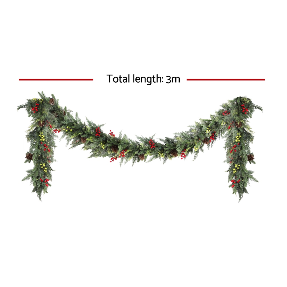 Jingle Jollys 3M Christmas Garland Pre-lit LED with Pine Cones Xmas Decor Green β image 2