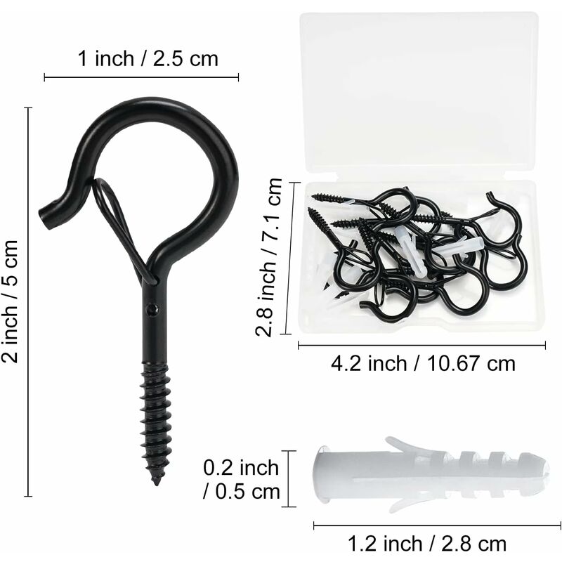 12 Pack Screw Hooks, Screw-In Wall Hooks, Outdoor Screw-In Hooks, Outdoor Garland Hanger, Gutter Hook For Hanging — image 2