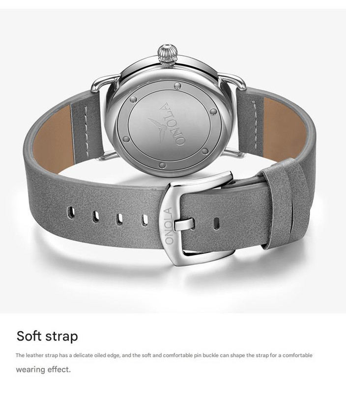 Blue Elegant Men's Watch with Leather Band - Small Seconds, Onion Crown Detail โ image 4