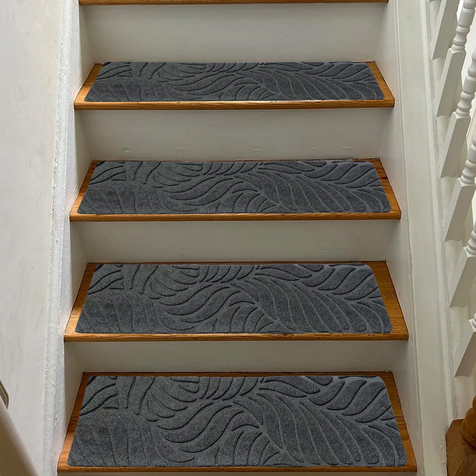 Stair Treads for Wooden Steps, Soft Stair Treads, 8 x 30 Inch Reusable Carpet Stair Treads, Washable Stair Runners for Wooden Steps Non Slip Stair Rugs #9_Dark — image 6