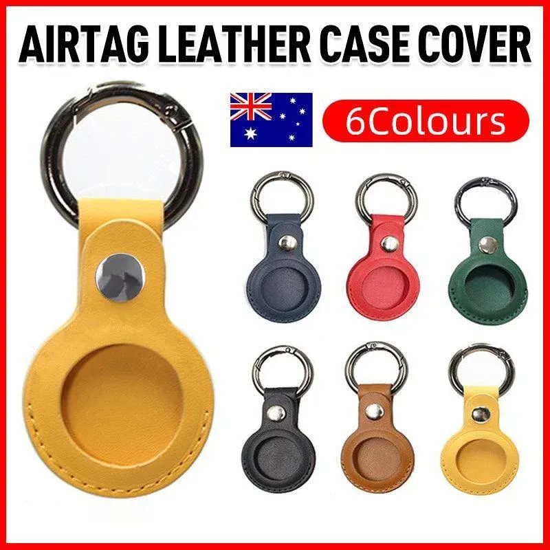For Apple Airtag Leather Case Cover Air Tag Keychain Holder Sleeve Shell Tracker - Blue — image 2