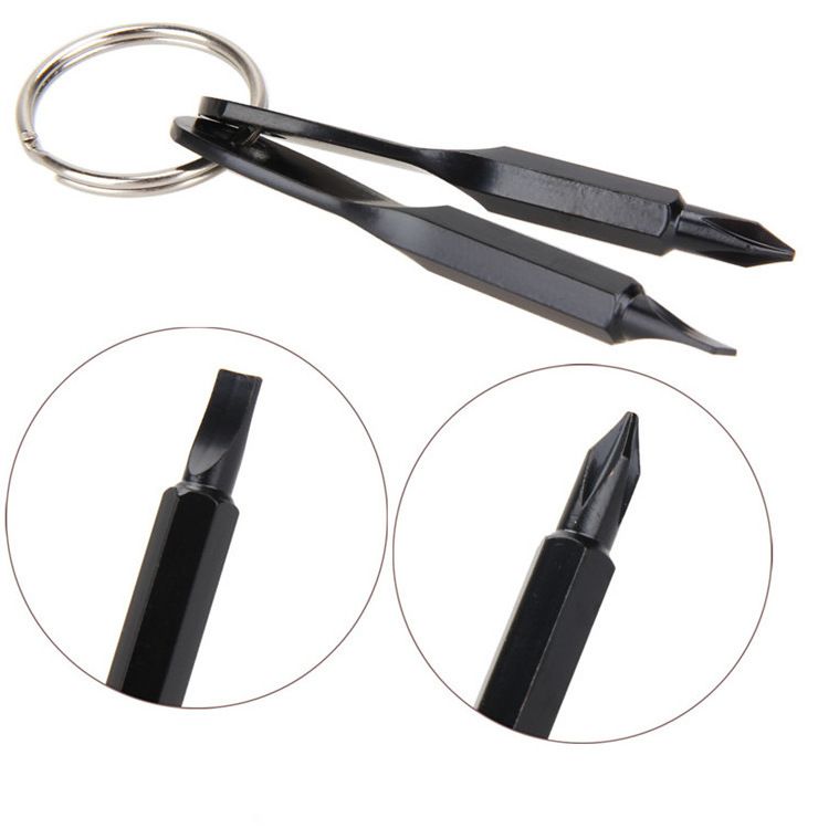 2 Pcs Portable Keychain Screwdriver Set, Mini Pocket Key Chain Phillips Slotted Head Screwdriver with Key Ring, Outdoors — image 2