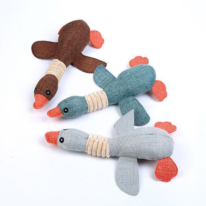 Squeaky Dog Toy Plush Chew Rope Pet Puppy Toys with Squeaker Crinkle for Teething - Dark Goose โ image 5