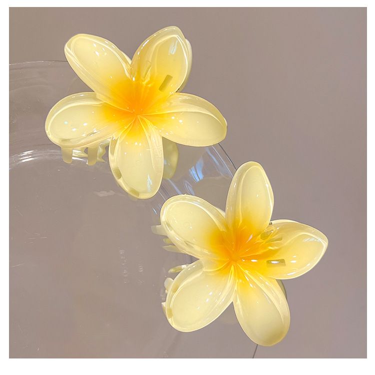 2 pcs Flower Hair Claw Clips - Hawaiian Flower Hair Claw Clips for Women | Preppy Flower Hair Clip | Plumeria Claw Clips — image 4