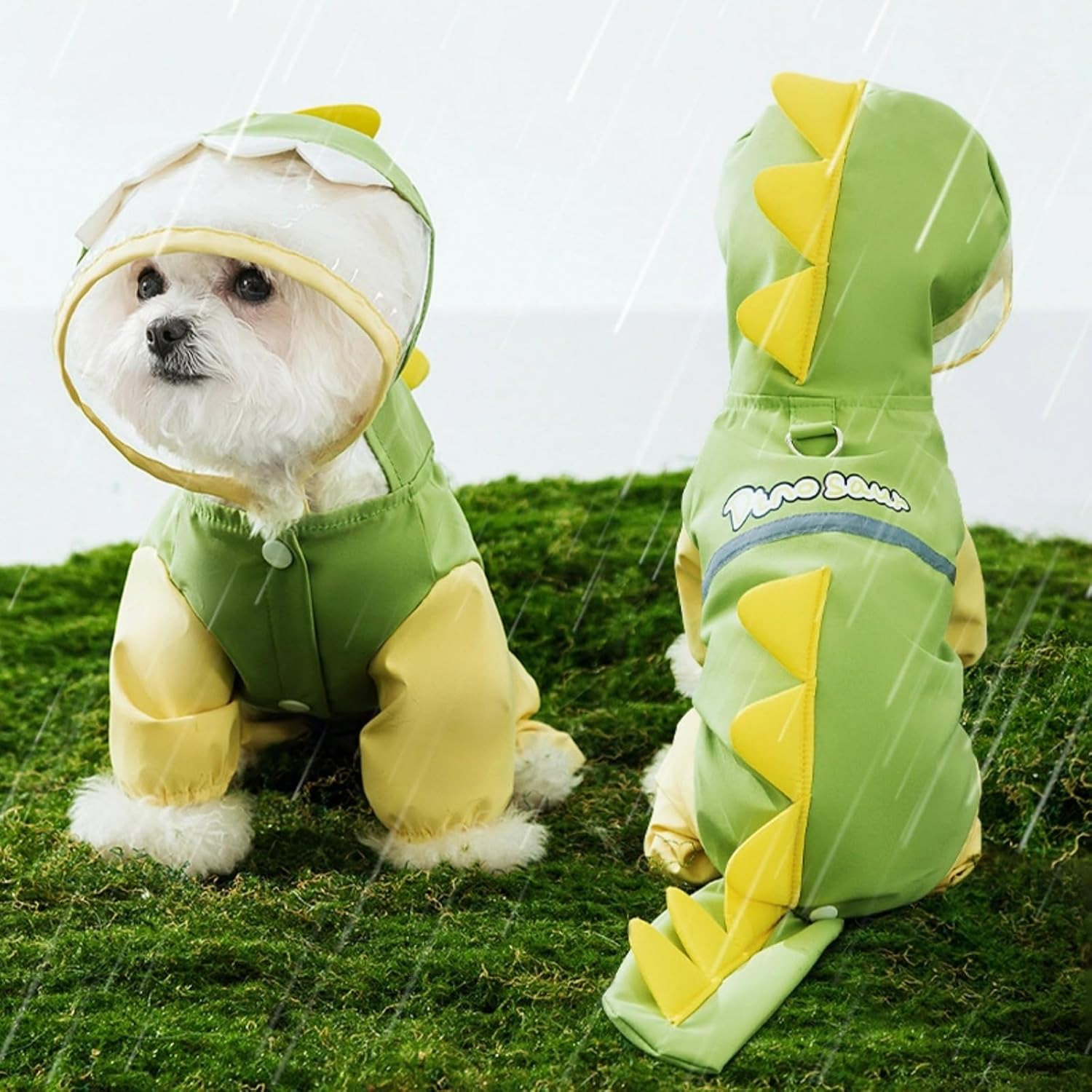 Pet Raincoat-With Belt-Reflective Strips-Green-XXL-1pc — image 3