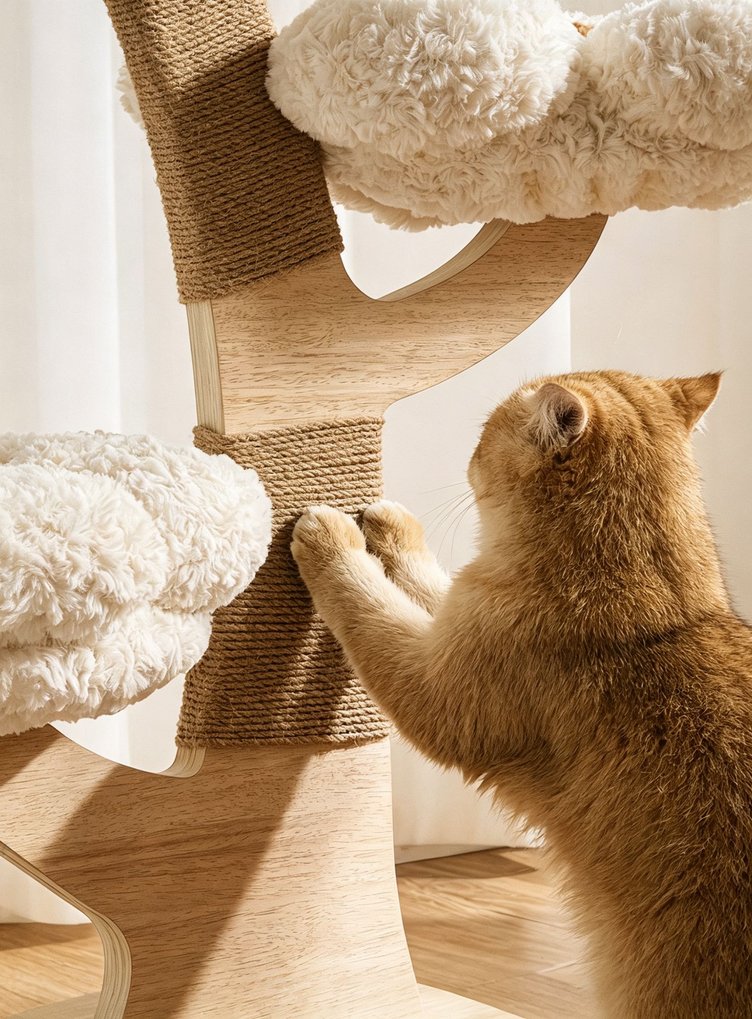 US-Size Compact Cat Tree (White/Pink — image 3