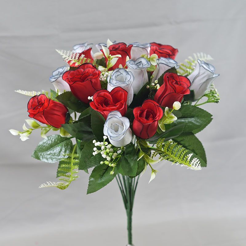 Artificial Rose Bouquet Faux Roses Fake Flowers Home Decor Garden Decoration - Navy - Size L — image 3