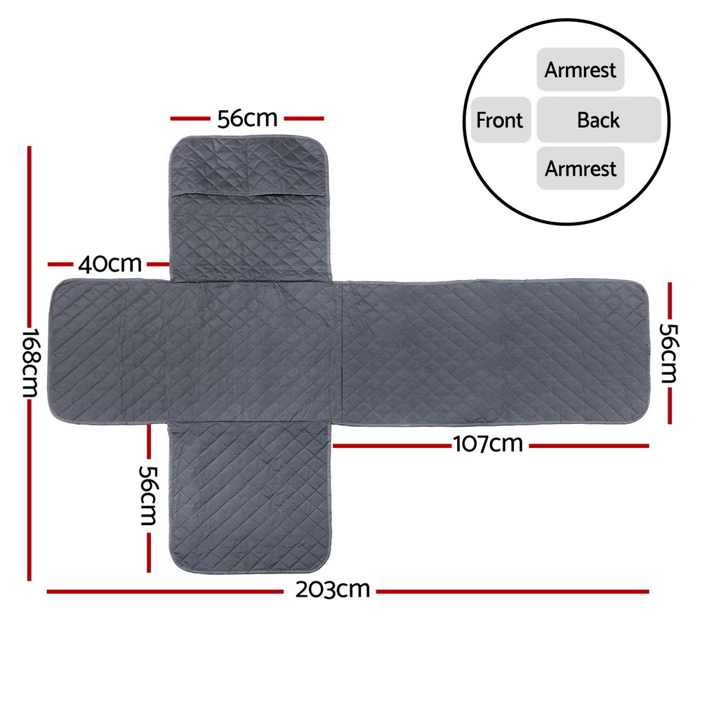 Artiss Recliner Chair Cover Water Repellent Non Slip Grey โ image 2