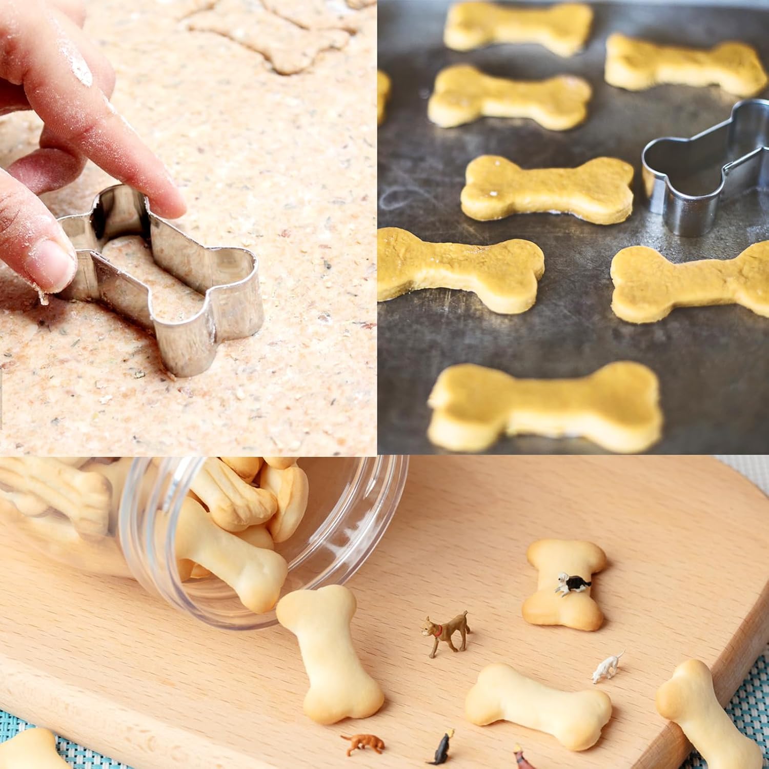 Dog Cookie Cutters Set 3 Piece -3 Different Sizes Of Dog, Bone, and Paw Print Cookie Mold Dog Bone Cutters Stainless Steel Shaped Cutters for Homemade — image 4