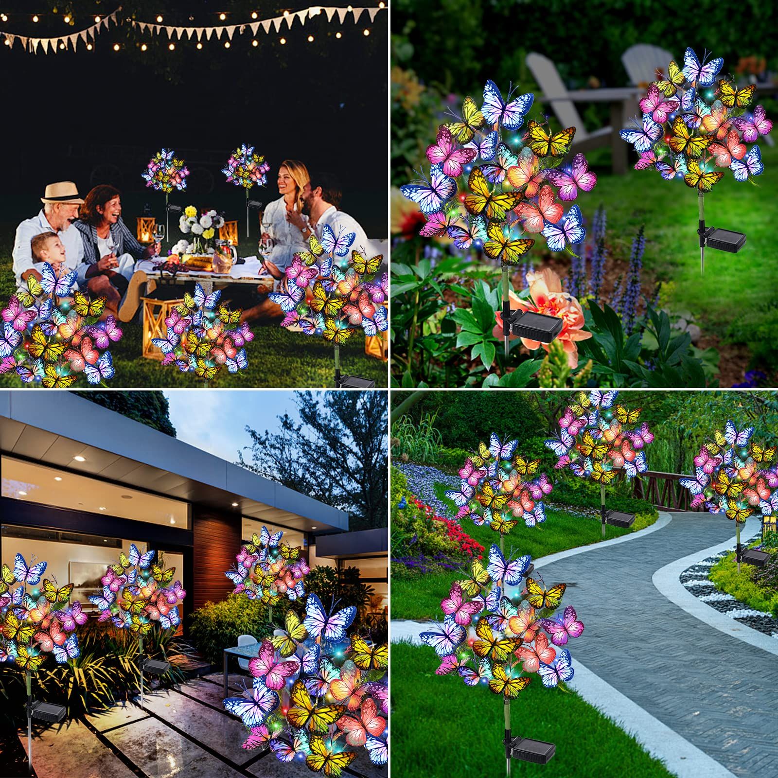 Solar Garden Lights Outdoor Waterproof Decorative Solar Lights New Upgraded 2 Pack with 44 LED 34 Butterfly Solar Lights — image 5