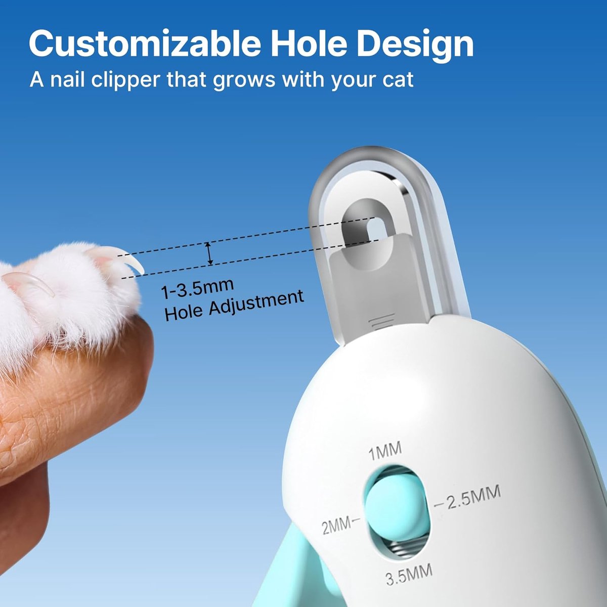 Electric Nail File - Dog Nail Clipper - Cat Nail Clipper - Dog Nail File - With Adjustable Trimming Hole in 3 Sizes and Hidden Nail File - Safe Toenail Clipper — image 5