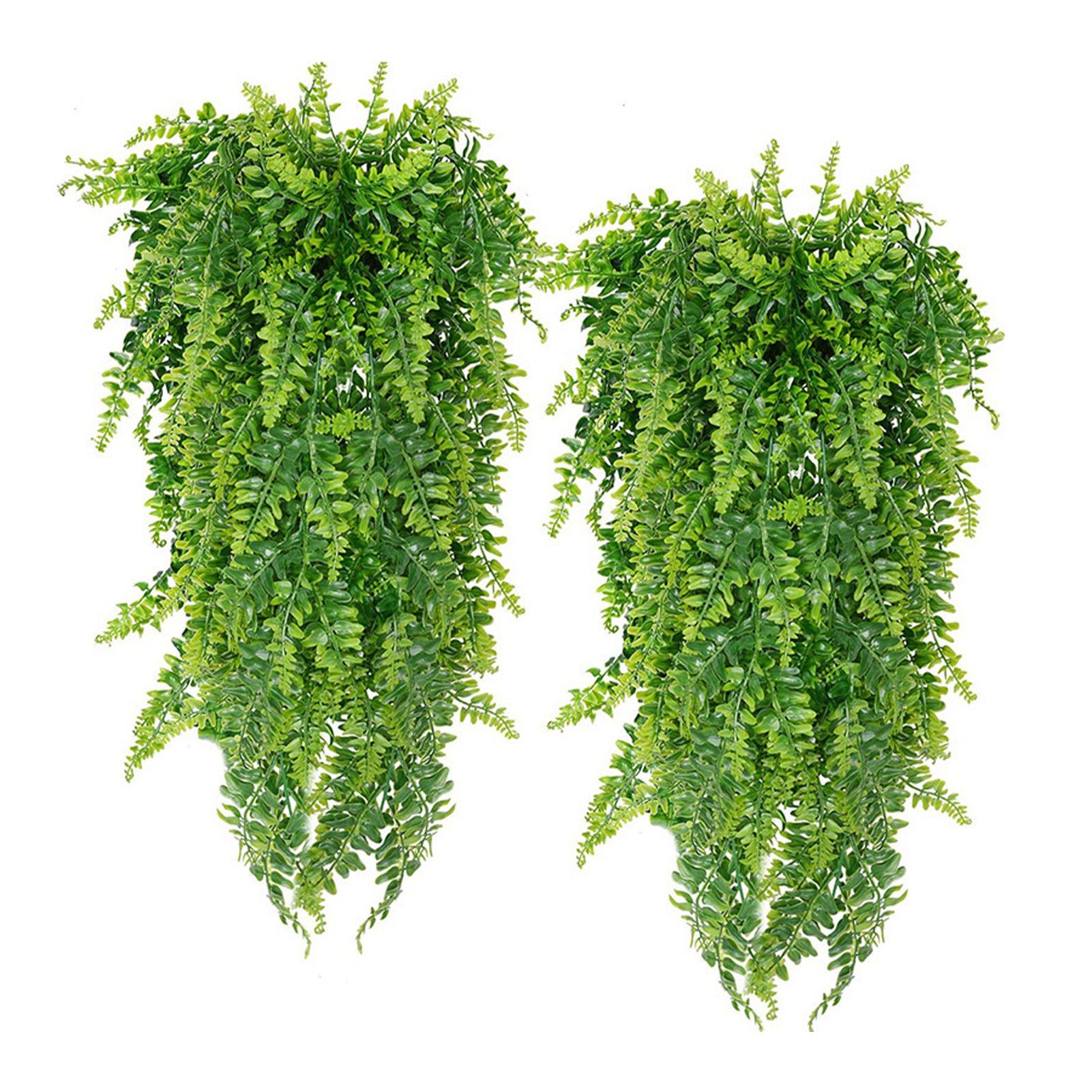 2pcs Artificial Hanging Plants Fern Plastic Green Fake Wall Hanging Ferns Plants for Garden Wedding Decoration — image 2