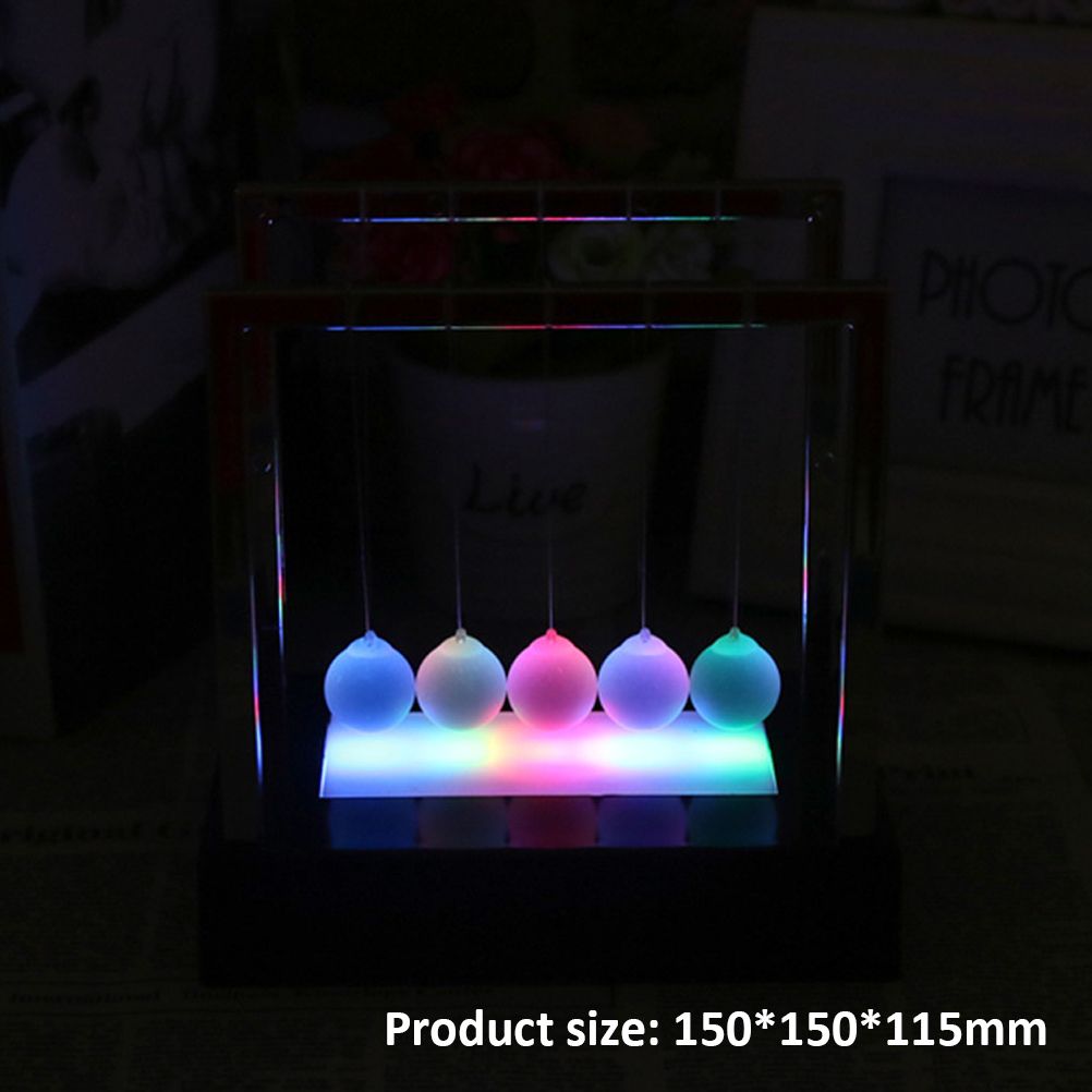 Illuminated Newton Pendulum Ball Miniature Model Ornaments Home Decoration Home Office Desk Decor Gifts — image 3