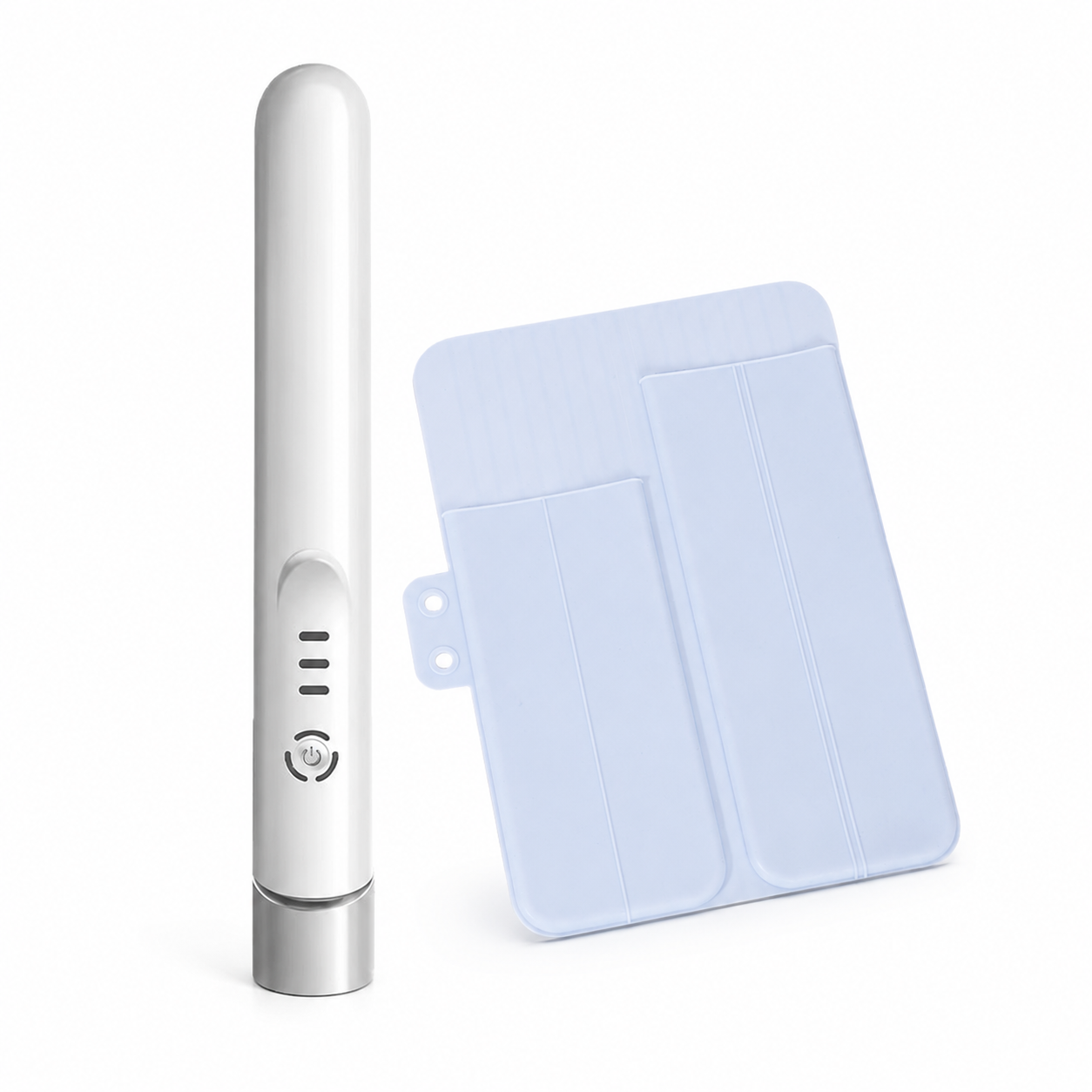 White Cordless Mini Hair Straightener and Blue Curler and Heat Resistant Silicone Storage Mat - 3 Temperature Settings, Travel Friendly, Alloy