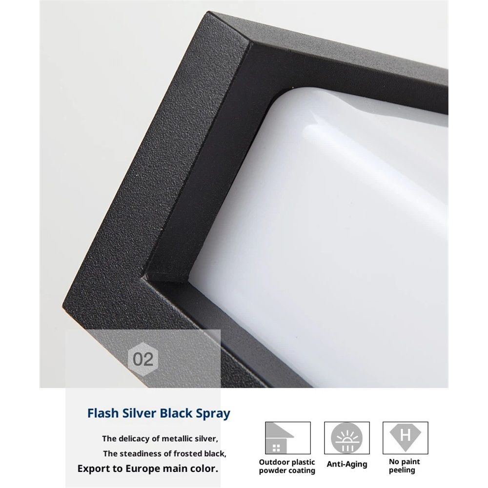 LED 8" Outdoor Wall Light, Front Door House Sconce | Waterproof | 18W | Exterior Patio Lighting Fixture, Flush Mount Porch Lamp | Black β image 2