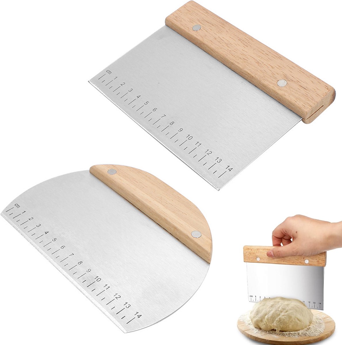 Dough Scraper - 2 Pieces - Dough Scraper - Dough Cutter - Cake Scraper - Semi-Round Dough Cutter - Fondant Scraper - Pizza Knife - Cake Scraper - Pie Scraper