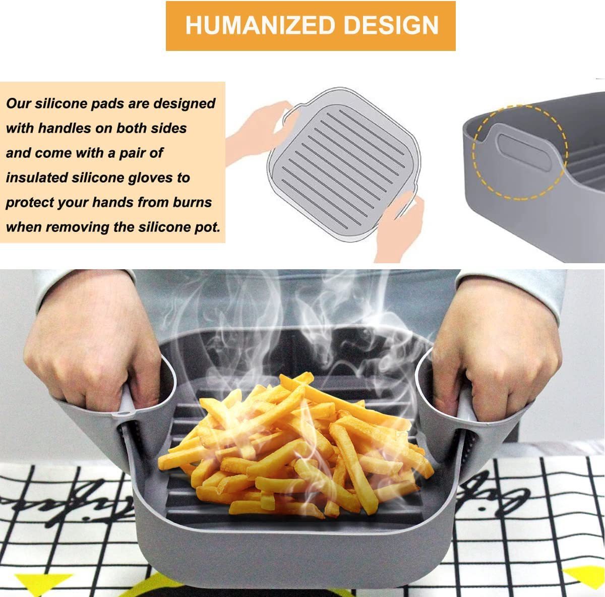 Airfryer accessories - Silicone baking dish - Hot air fryer - Baking tins - Baking paper alternative - Basket baking tin - 20 CM - including gloves and oil โ image 4