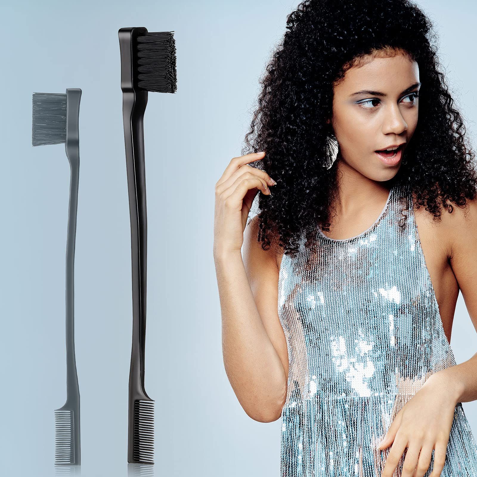 3 Pcs Slick Back Hair Brush Set Bristle Hair Brush Edge Control Brush Teasing Comb for Women Baby Kids' Black Hair (Black) โ image 5