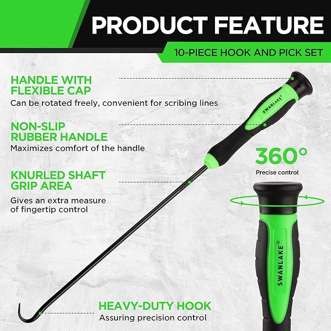 SWANLAKE 10-Piece Pick and Hook Set, Pick Tool Set for Car Auto Oil Seal/O-Ring Seal Gasket Pick Mini Hooks Puller Remover โ image 4