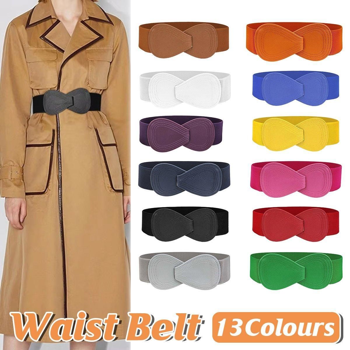 Fashion Belt Red Elastic Waist Cover Wide Belt Women Black Elastic Bow Decoration - Red β image 2