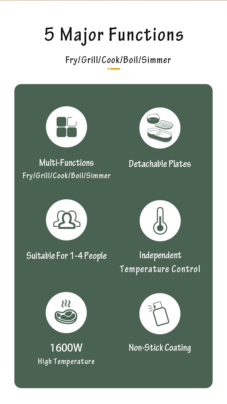 BEAR Multi-functional 2-in-1 Cooking Hot Pot And Griddle Barbecue Machine DKL-C15L1 โ image 4