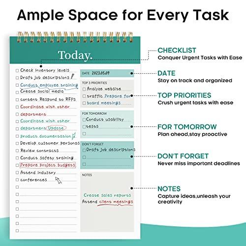 6Pack To Do List Notepad, Undated Daily Planner for Work and Goal Setting Greenery Sway, 52 Sheets, 9.8" x 6.5", Home and school, Daily Task Plannin — image 4