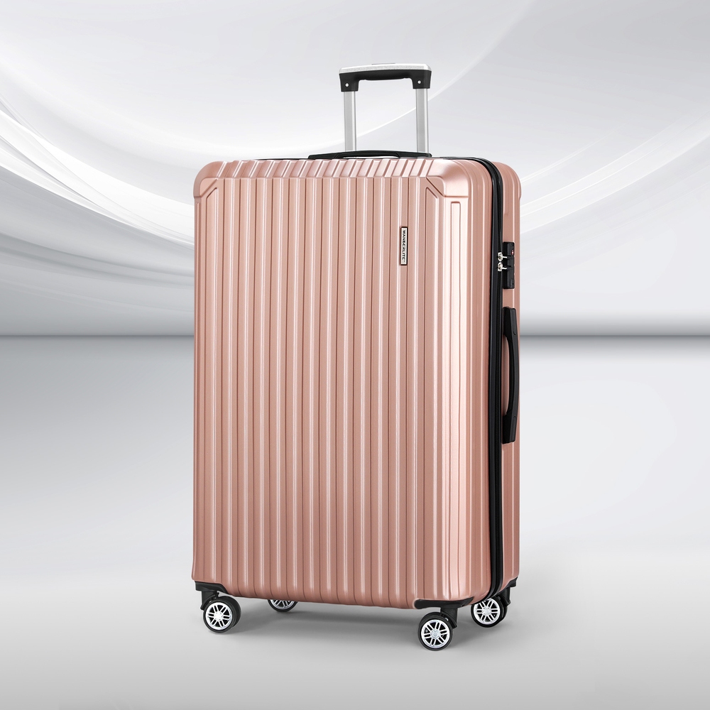 Wanderlite 28-inch Luggage Set with TSA Lock ABS Hard Shell Travel Suitcase Organiser Luggage Case Rose Gold