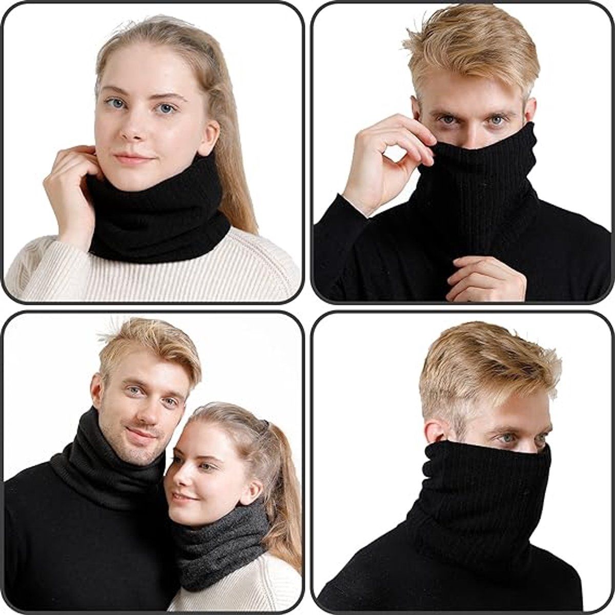 Thermal Neck Warmer, Fleece Scarf, Luxury Knitted Scarf, Cycling Scarf, for Cold Weather, Travel and Daily Winter Wear, Black — image 5