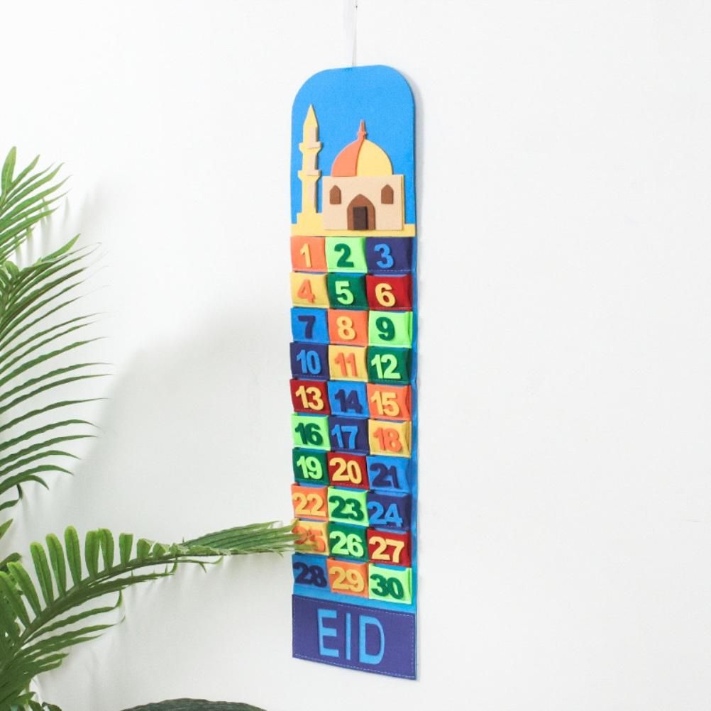 Ramadan Hanging Calendar Countdown Calendar Hanging Bag Wall Calendar Storage Bag โ image 2