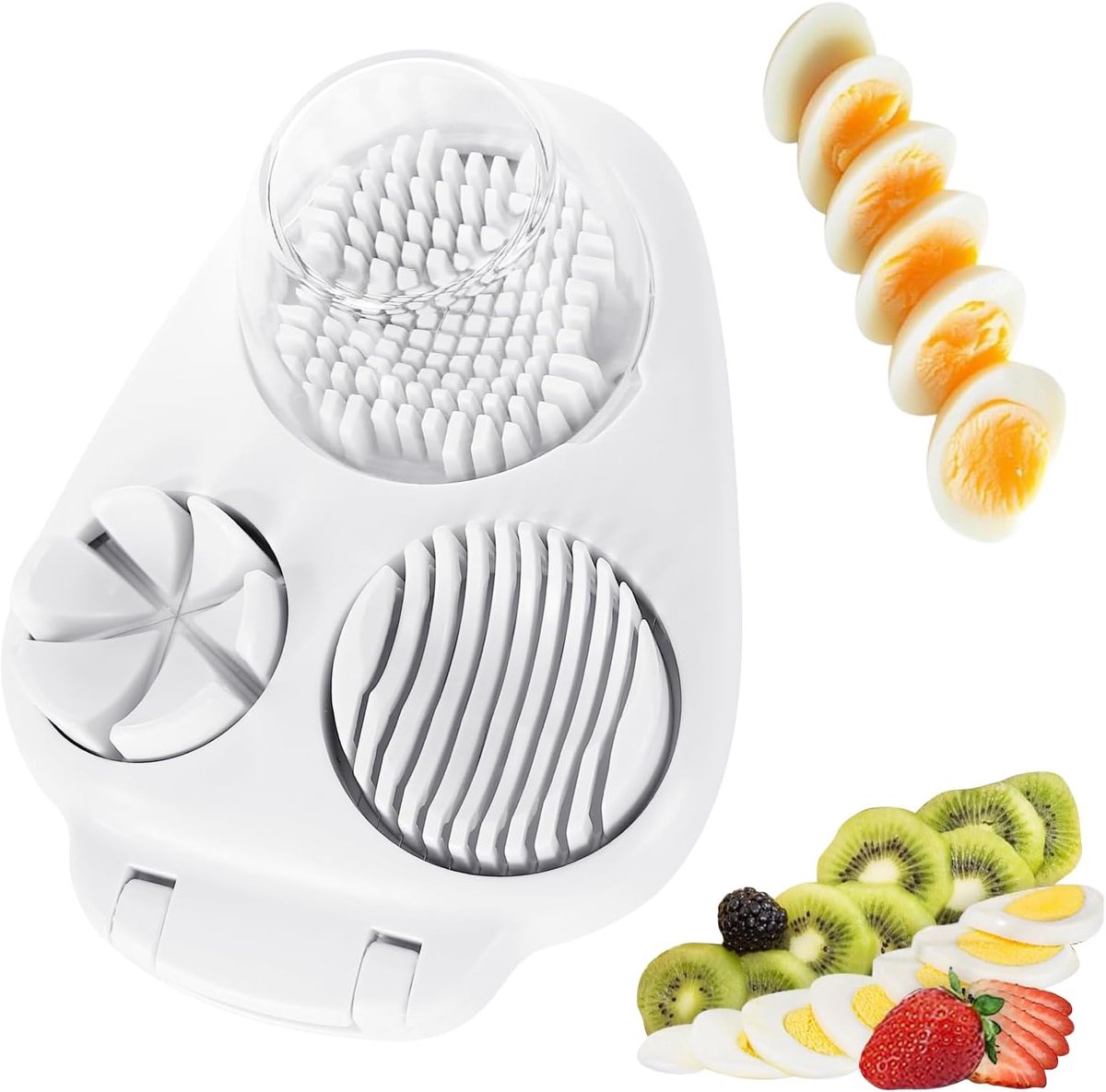 Egg Slicer - Multifunctional Egg Slicer - Egg Slicer with 3 Settings - Dishwasher Safe - Kitchen Gadget for Eggs - Suitable for Strawberries, Apples, Bananas